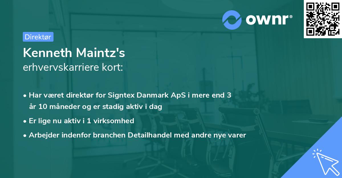 Kenneth Maintz's erhvervskarriere kort