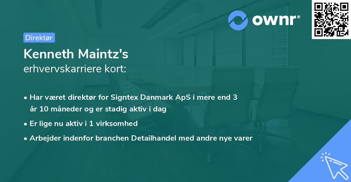 Kenneth Maintz's erhvervskarriere kort