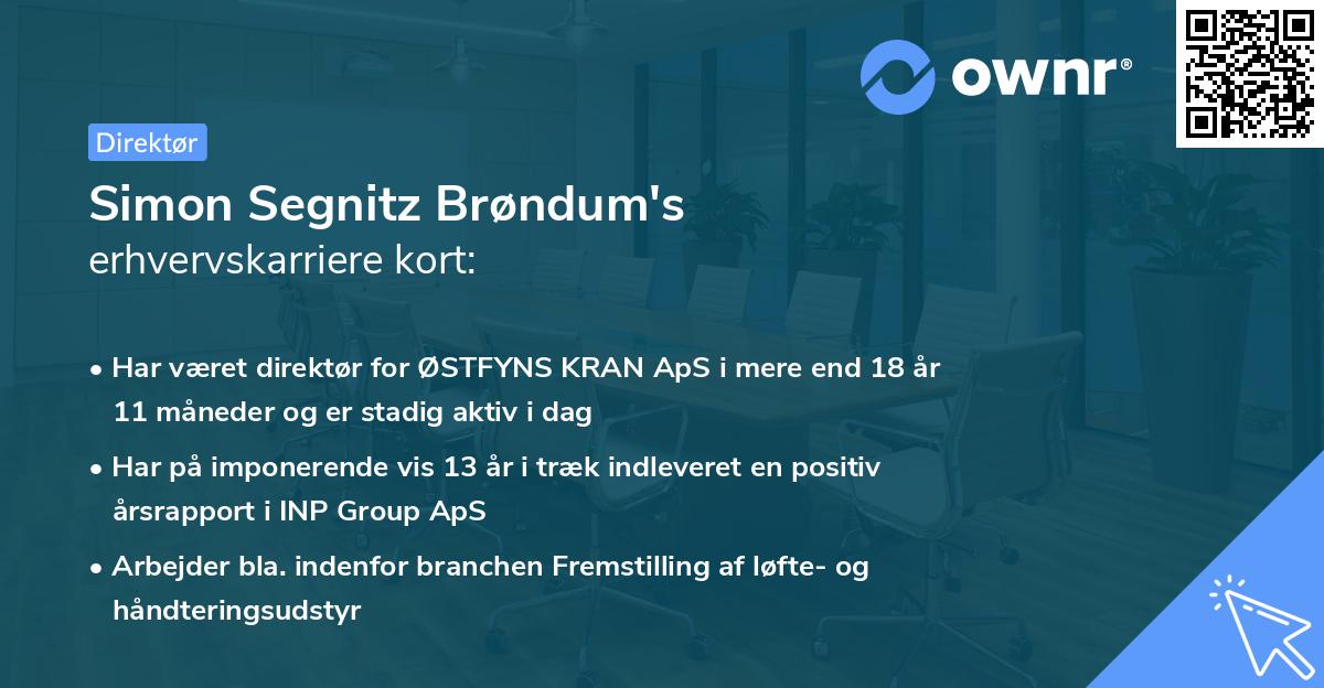 Simon Segnitz Brøndum's erhvervskarriere kort