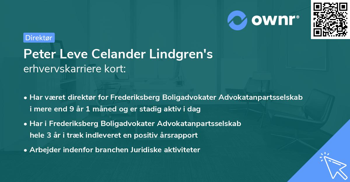 Peter Leve Celander Lindgren's erhvervskarriere kort