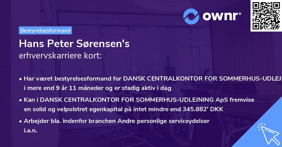 Hans Peter Sørensen's erhvervskarriere kort