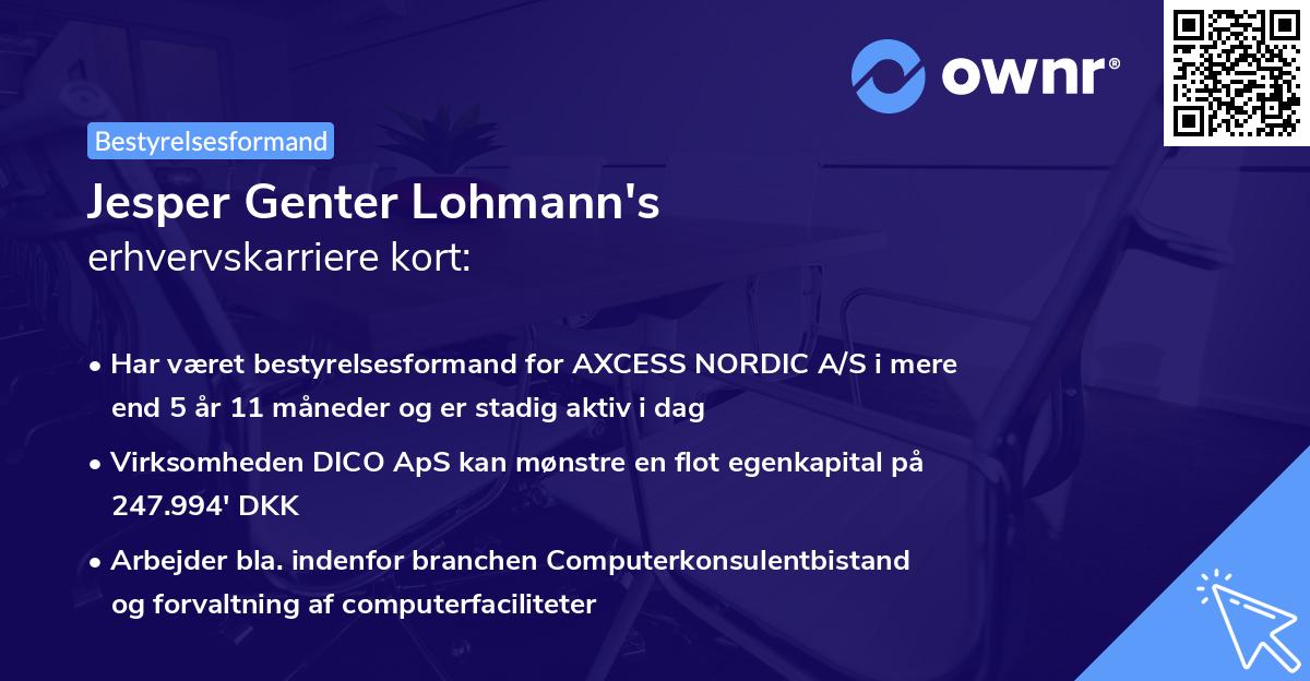 Jesper Genter Lohmann's erhvervskarriere kort