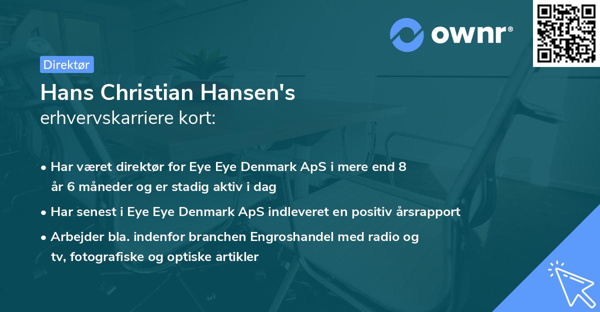 Hans Christian Hansen's erhvervskarriere kort