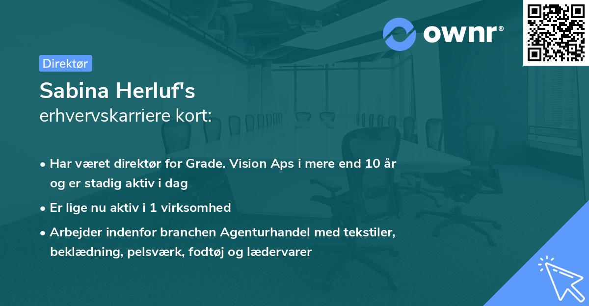 Sabina Herluf's erhvervskarriere kort