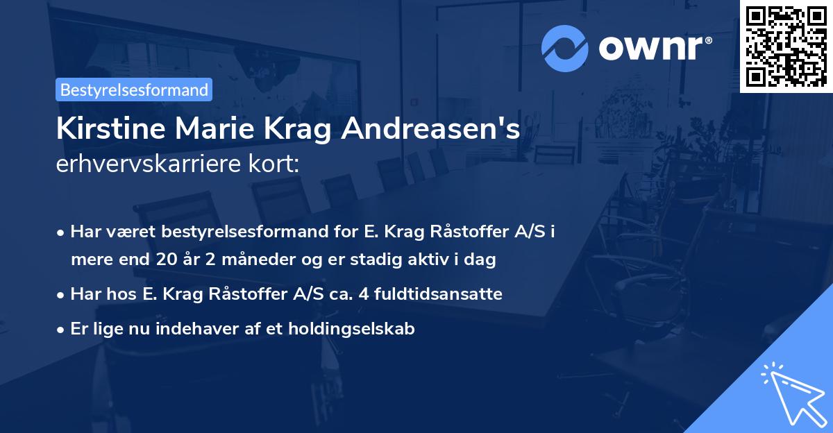 Kirstine Marie Krag Andreasen's erhvervskarriere kort