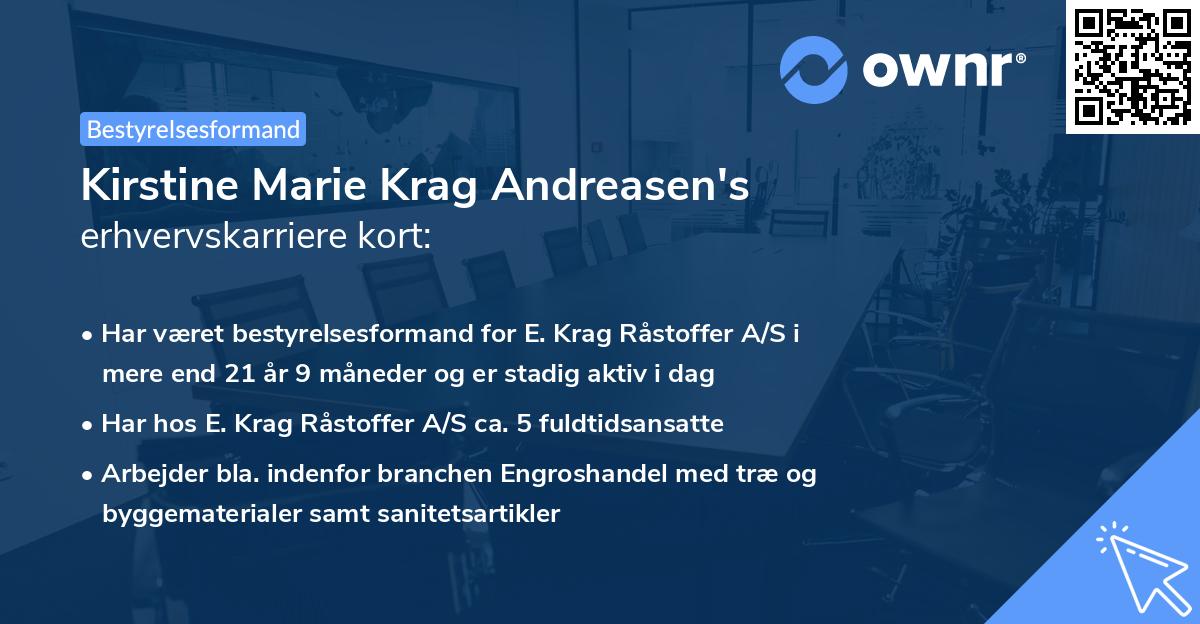 Kirstine Marie Krag Andreasen's erhvervskarriere kort