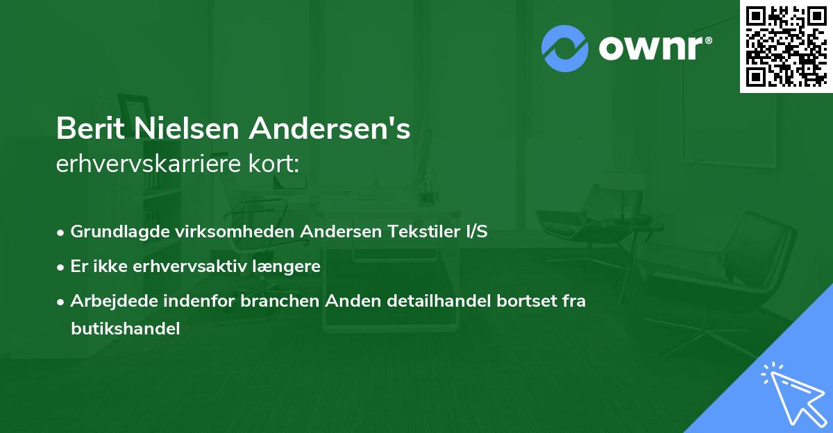 Berit Nielsen Andersen's erhvervskarriere kort