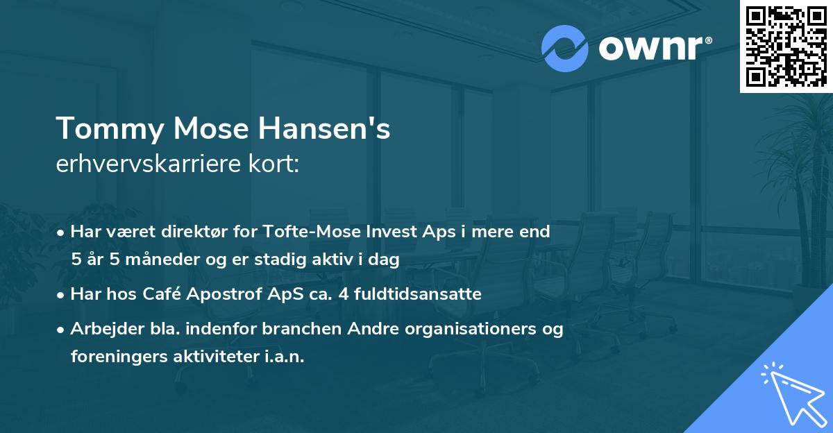 Tommy Mose Hansen's erhvervskarriere kort