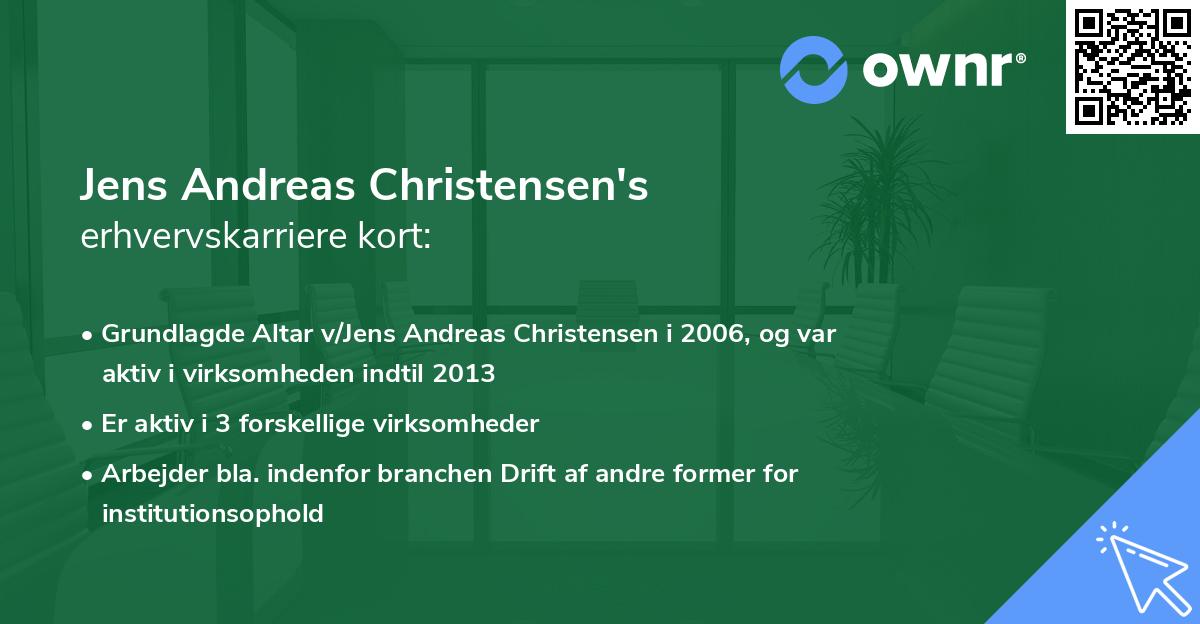 Jens Andreas Christensen's erhvervskarriere kort