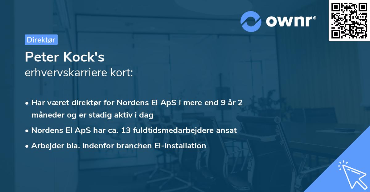 Peter Kock's erhvervskarriere kort