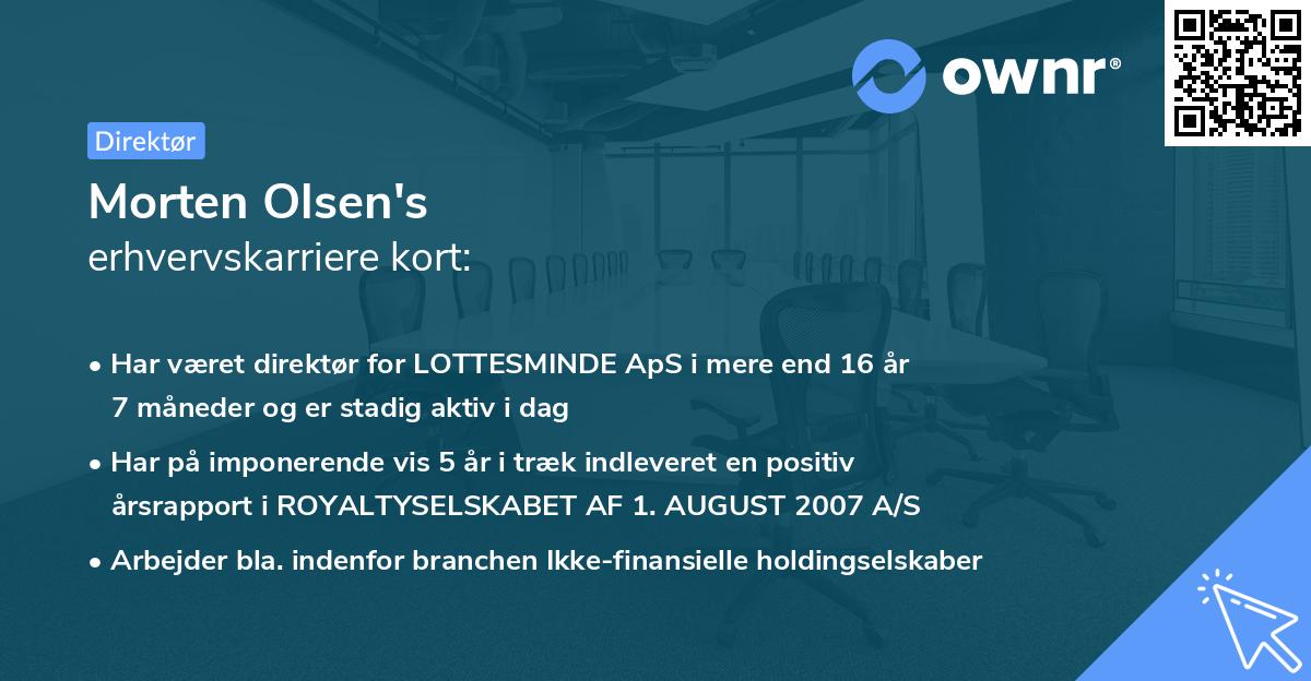 Morten Olsen's erhvervskarriere kort