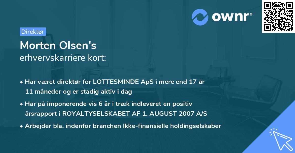 Morten Olsen's erhvervskarriere kort