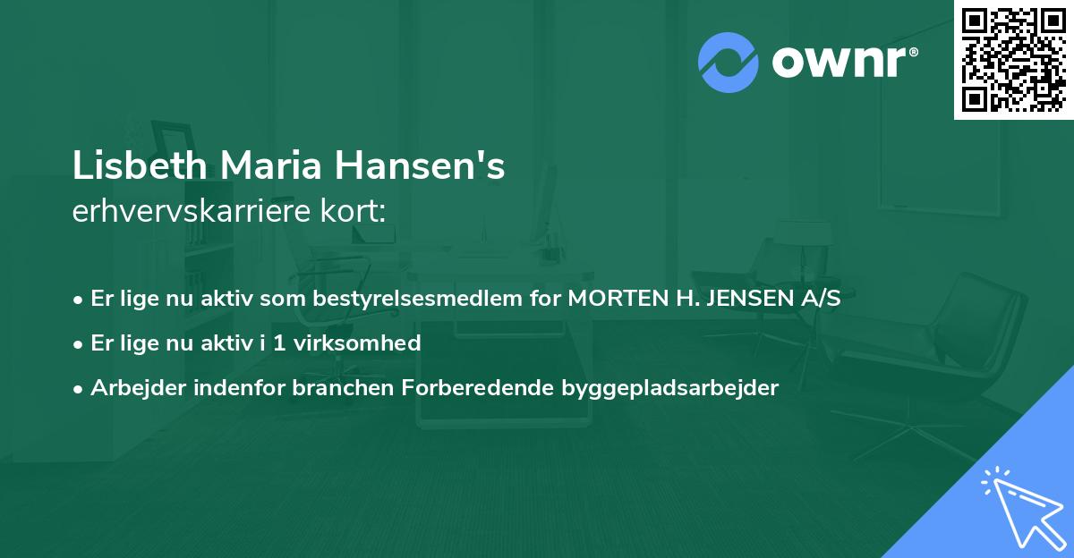 Lisbeth Maria Hansen's erhvervskarriere kort