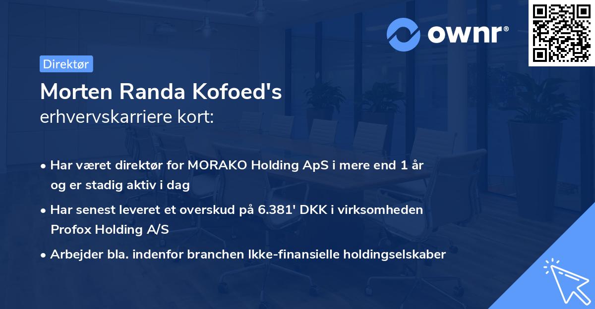 Morten Randa Kofoed's erhvervskarriere kort