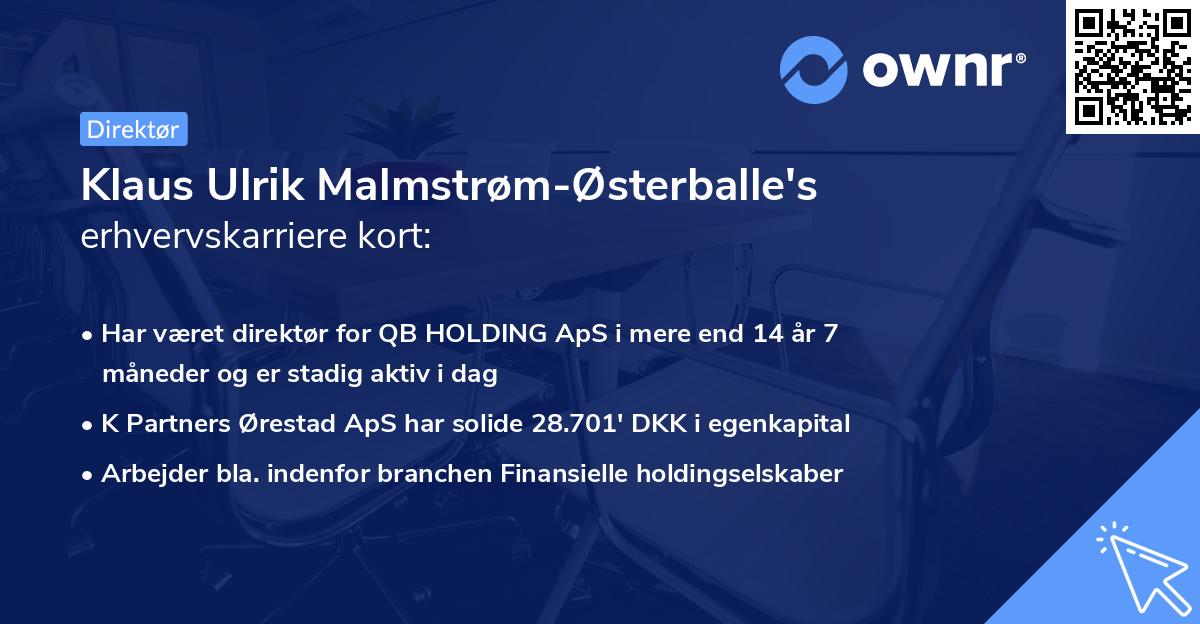 Klaus Ulrik Malmstrøm-Østerballe's erhvervskarriere kort