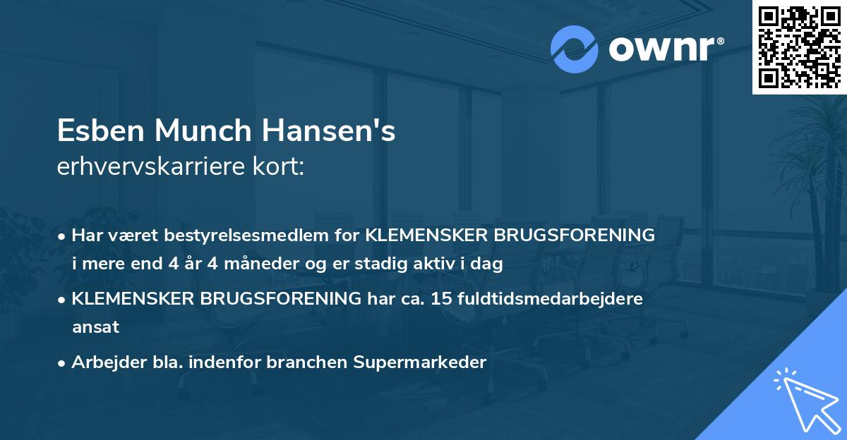 Esben Munch Hansen's erhvervskarriere kort