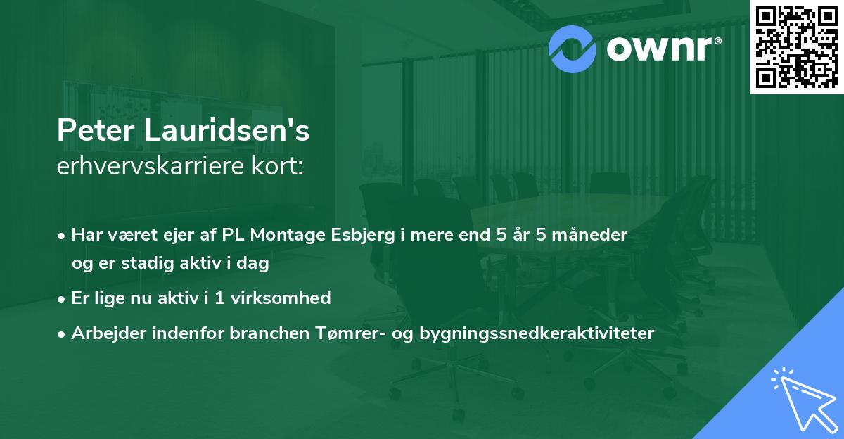 Peter Lauridsen's erhvervskarriere kort