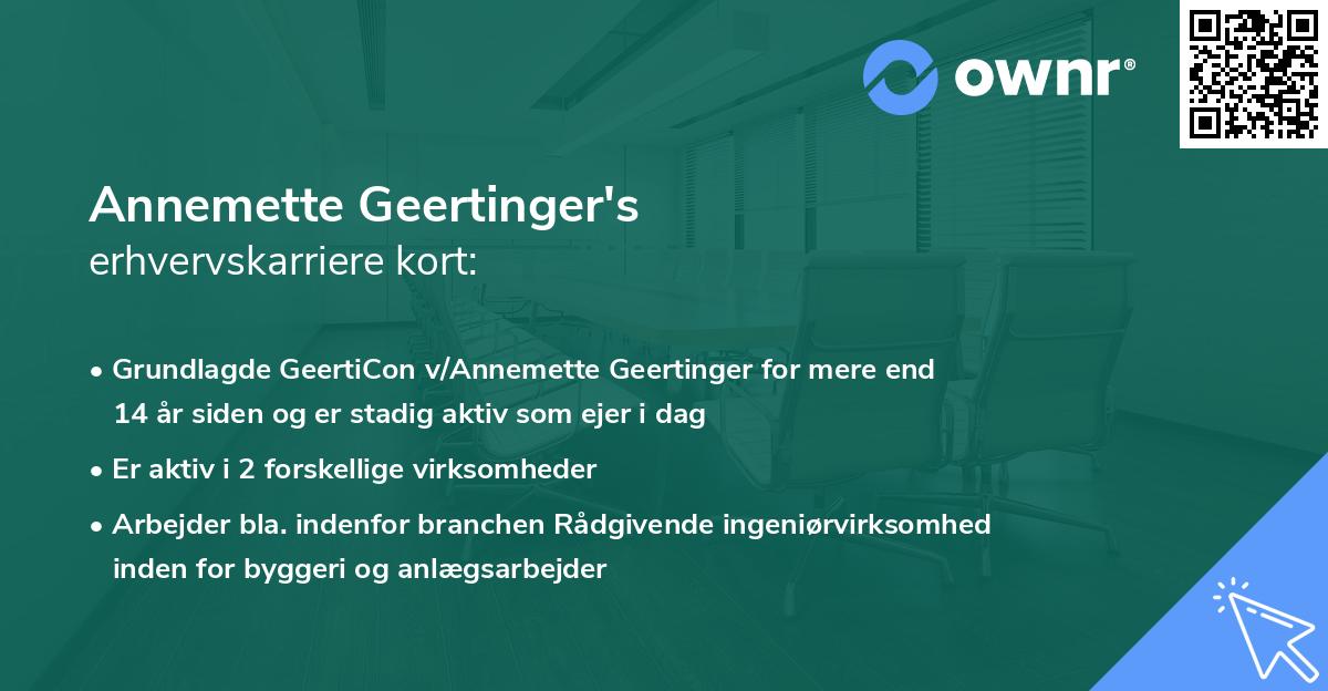 Annemette Geertinger's erhvervskarriere kort