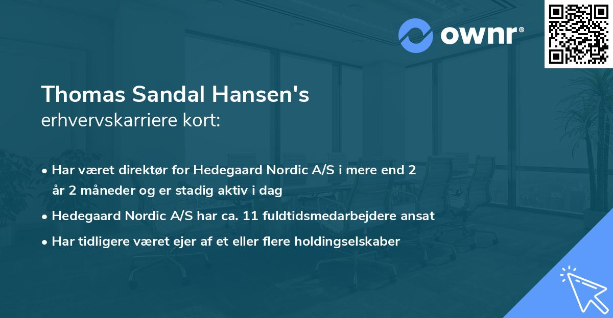 Thomas Sandal Hansen's erhvervskarriere kort