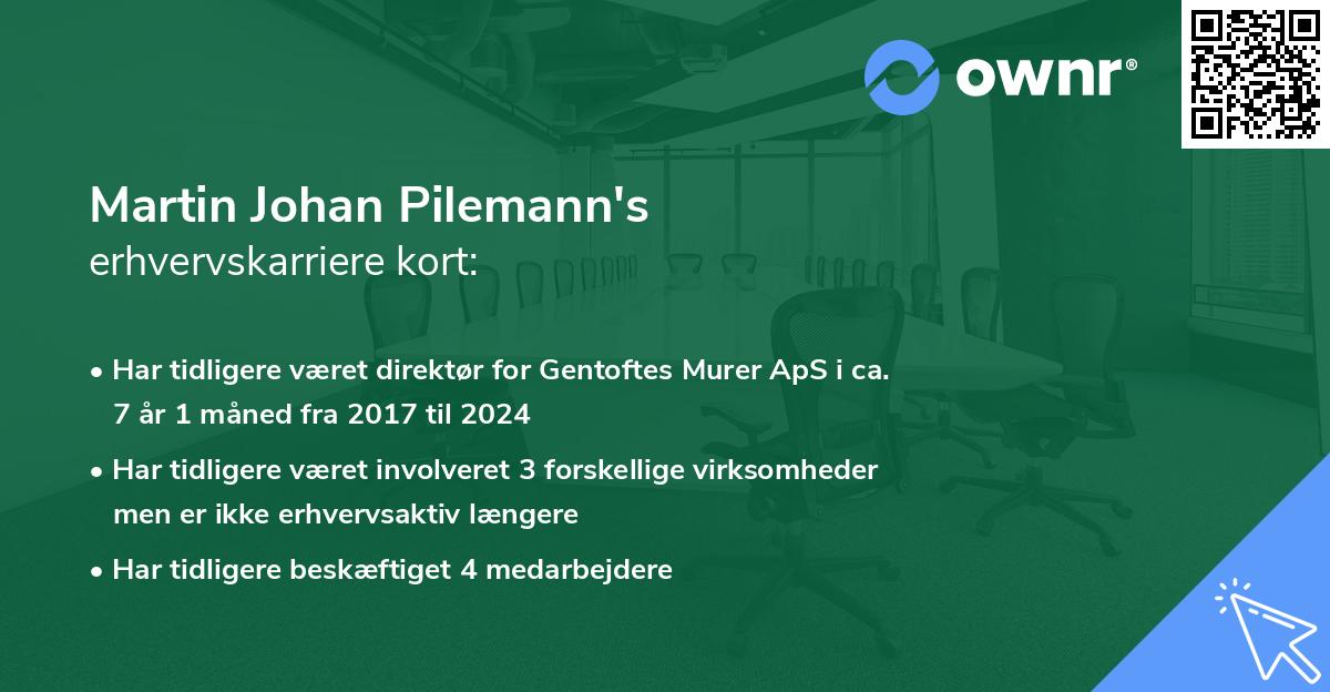 Martin Johan Pilemann's erhvervskarriere kort