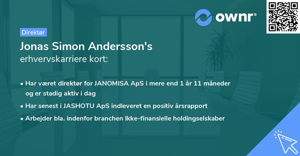 Jonas Simon Andersson's erhvervskarriere kort