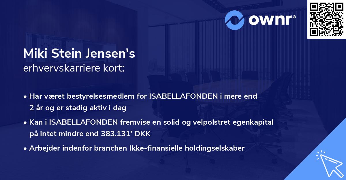 Miki Stein Jensen's erhvervskarriere kort