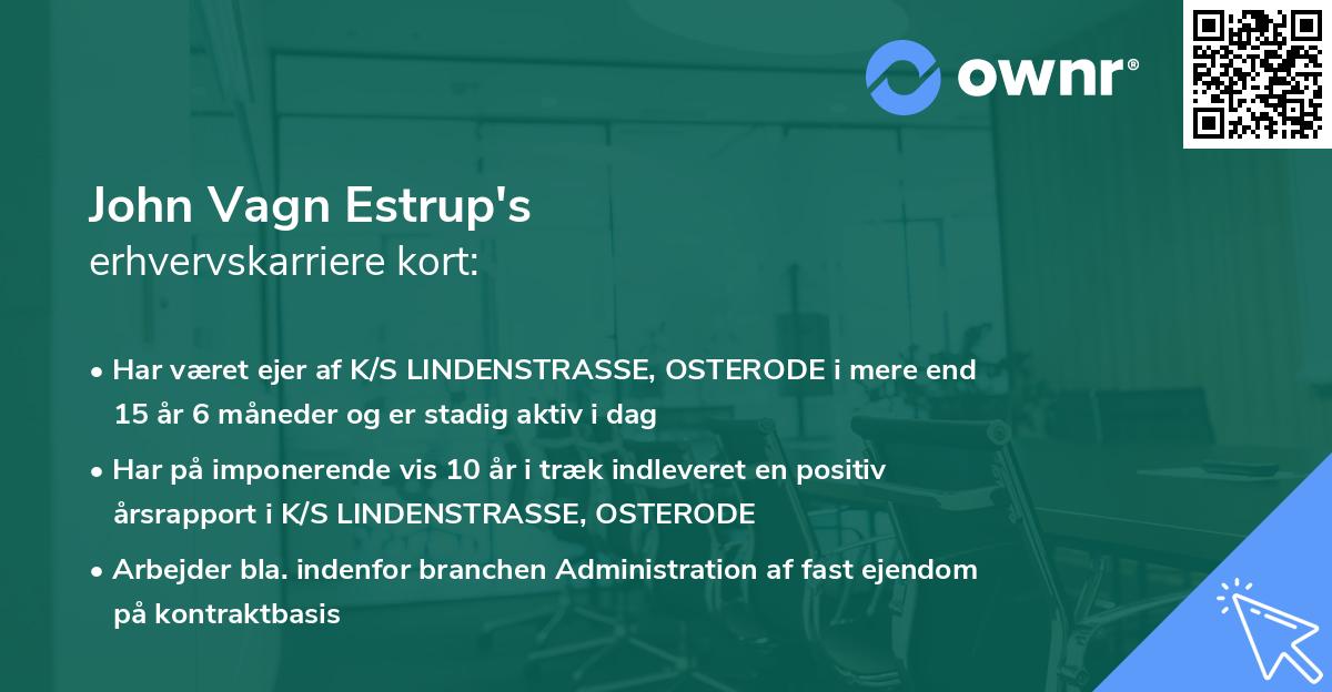 John Vagn Estrup's erhvervskarriere kort