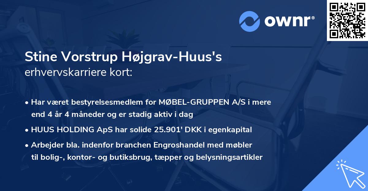 Stine Vorstrup Højgrav-Huus's erhvervskarriere kort