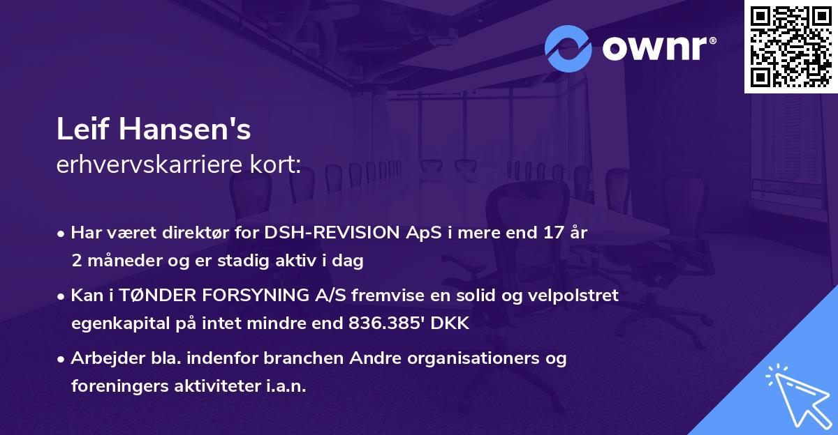Leif Hansen's erhvervskarriere kort