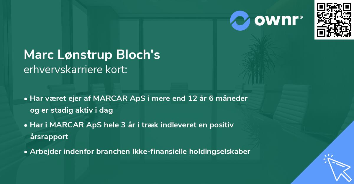 Marc Lønstrup Bloch's erhvervskarriere kort