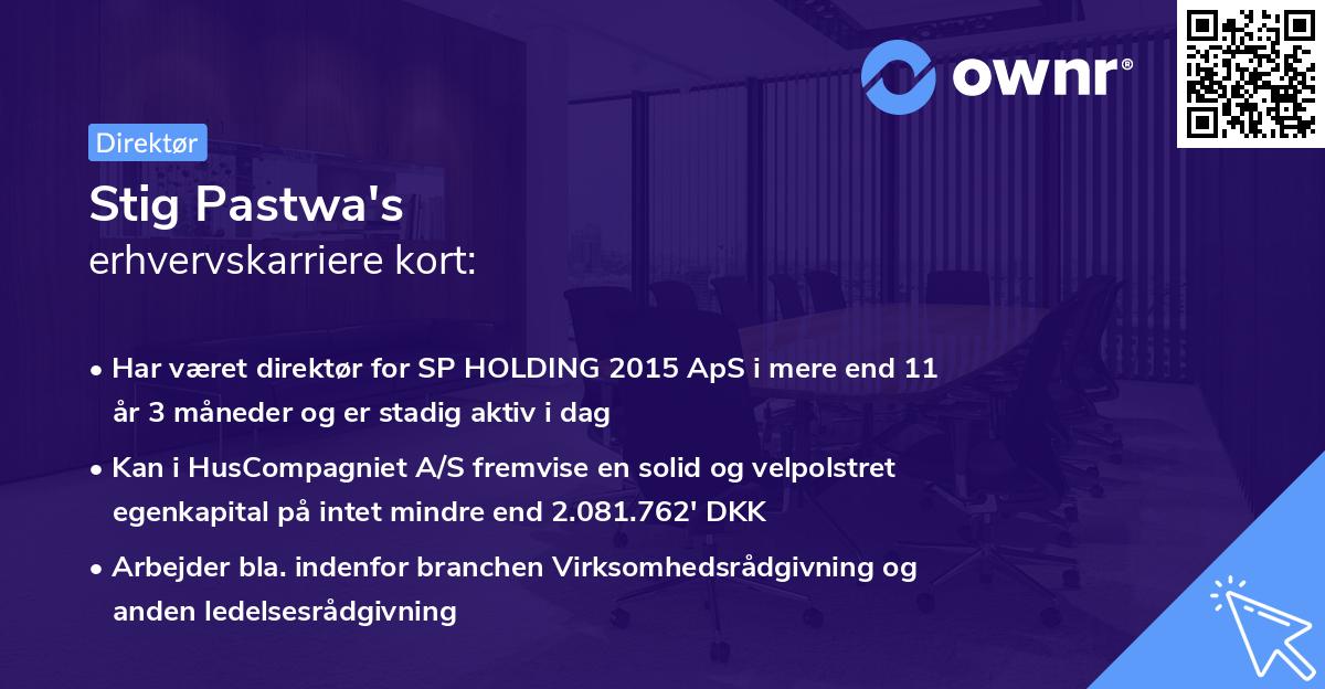 Stig Pastwa's erhvervskarriere kort