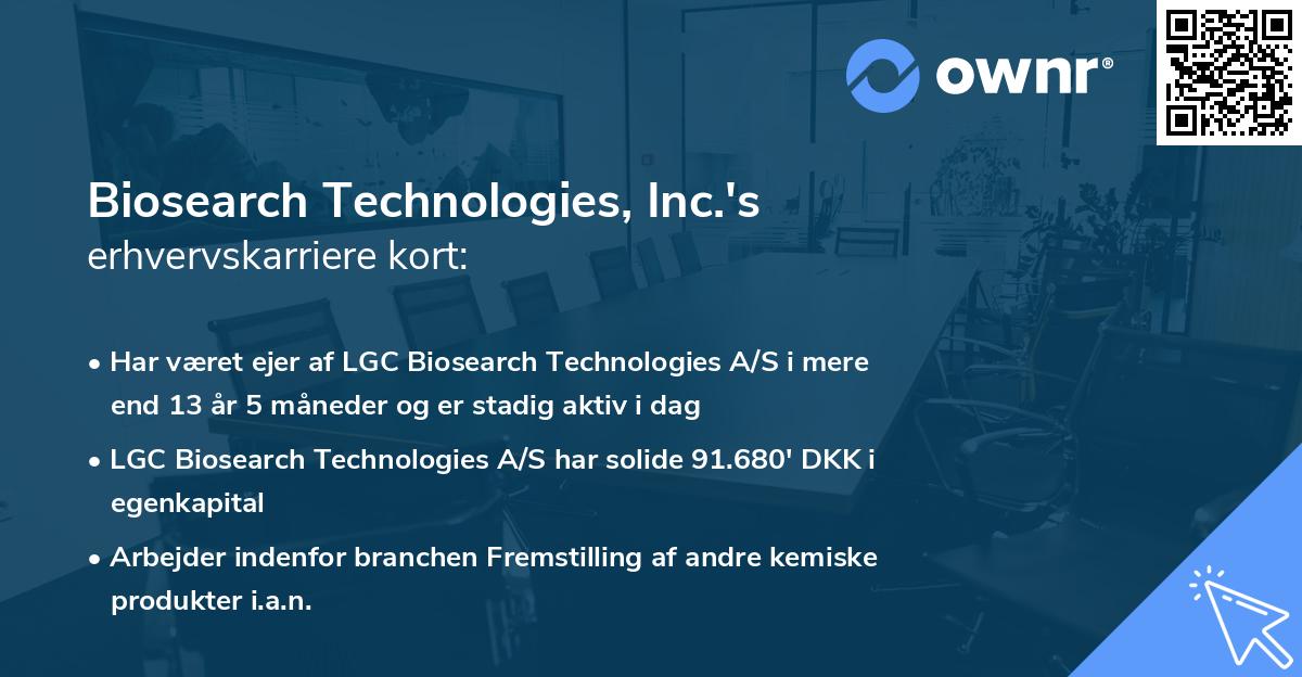 Biosearch Technologies, Inc.'s erhvervskarriere kort