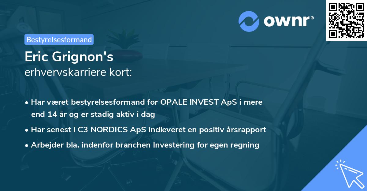 Eric Grignon's erhvervskarriere kort