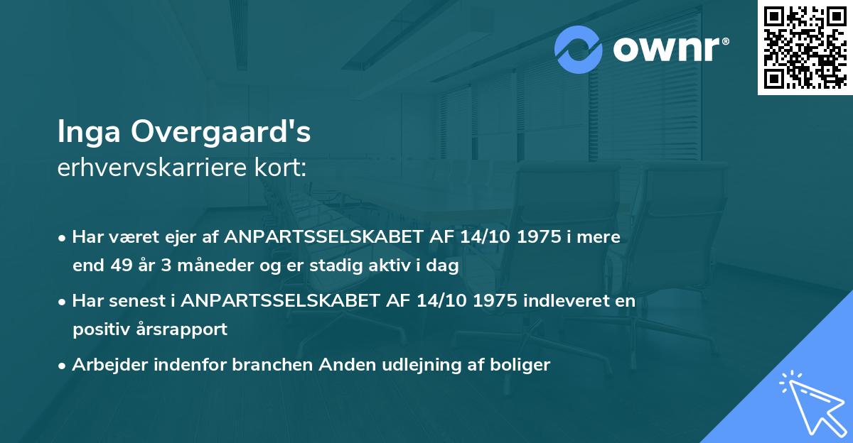 Inga Overgaard's erhvervskarriere kort