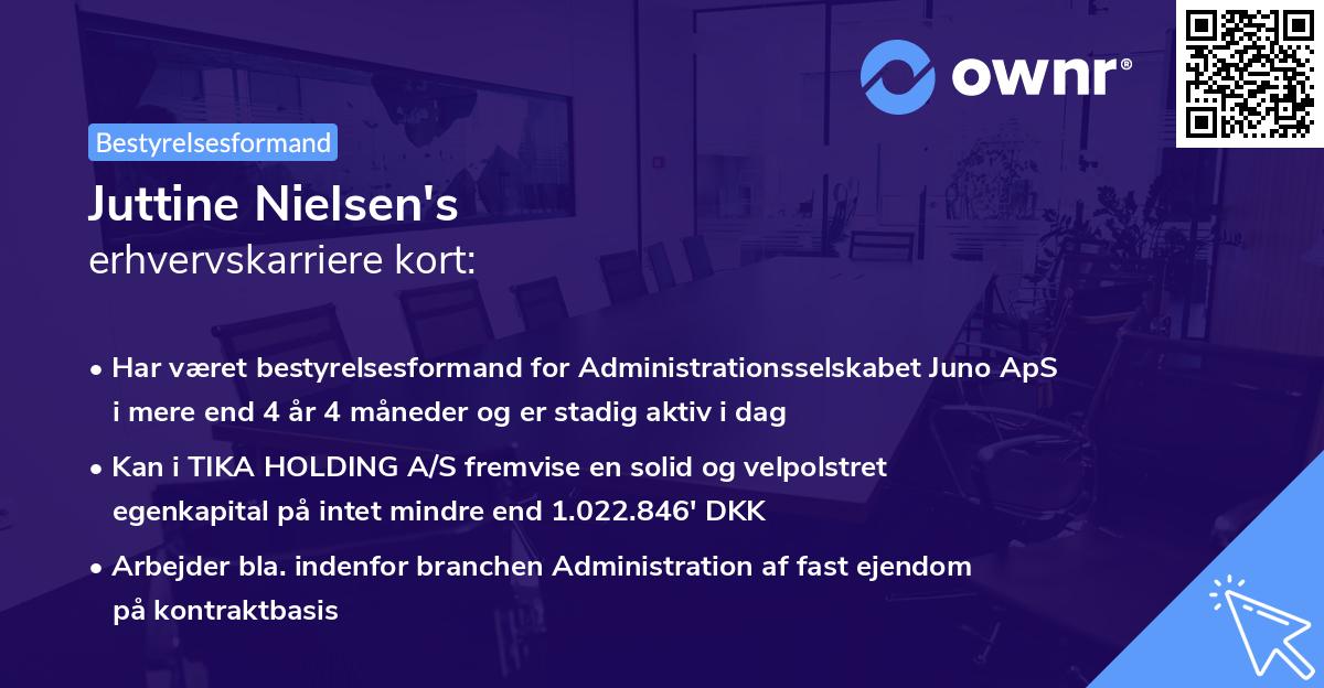 Juttine Nielsen's erhvervskarriere kort