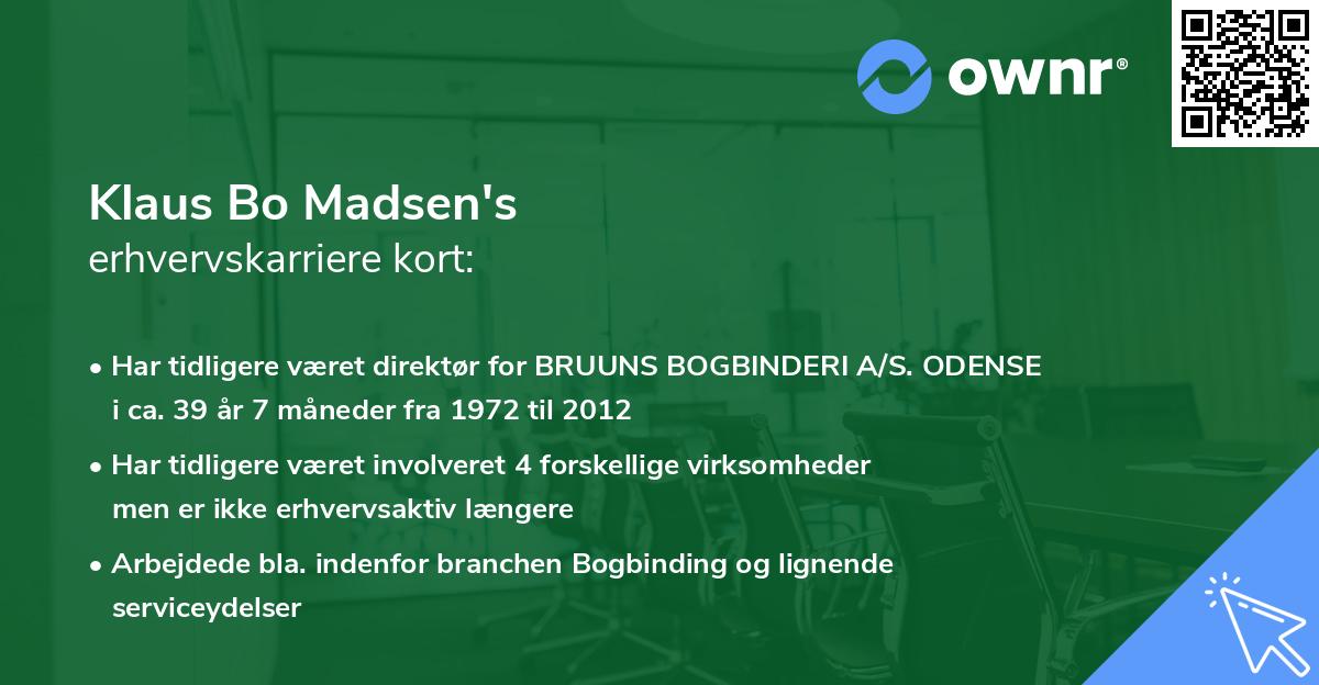 Klaus Bo Madsen's erhvervskarriere kort