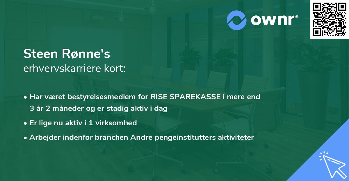 Steen Rønne's erhvervskarriere kort