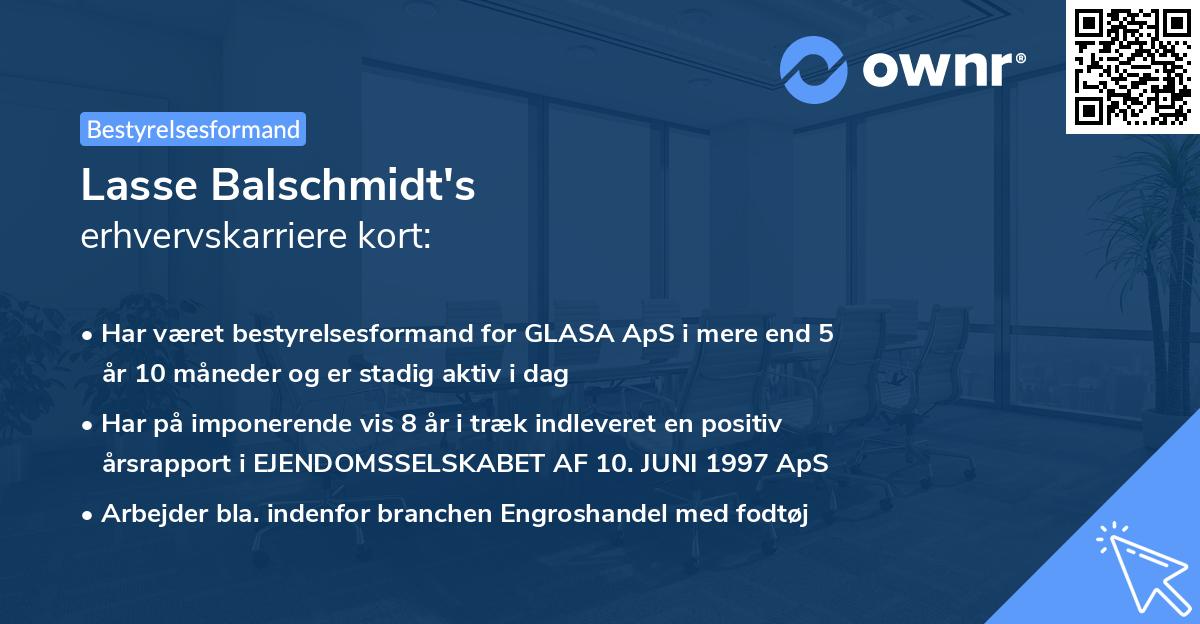 Lasse Balschmidt's erhvervskarriere kort