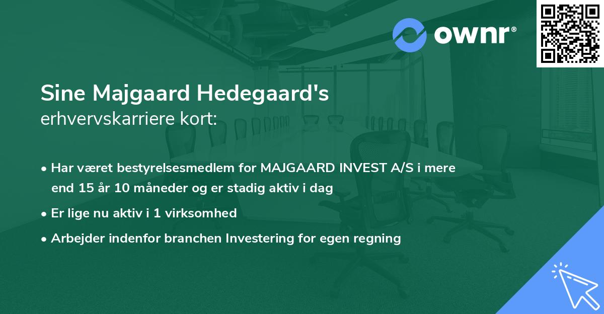 Sine Majgaard Hedegaard's erhvervskarriere kort
