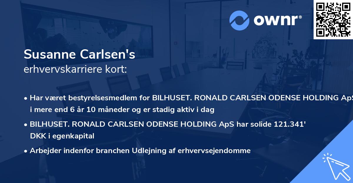 Susanne Carlsen's erhvervskarriere kort