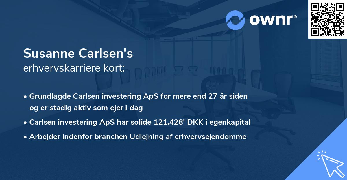 Susanne Carlsen's erhvervskarriere kort