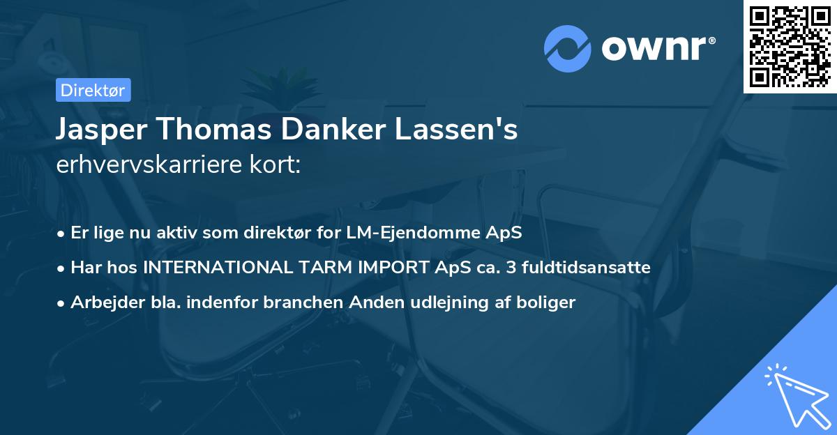 Jasper Thomas Danker Lassen's erhvervskarriere kort