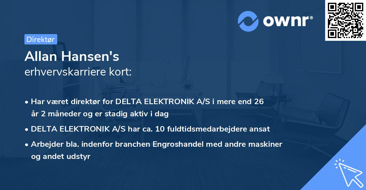Allan Hansen's erhvervskarriere kort