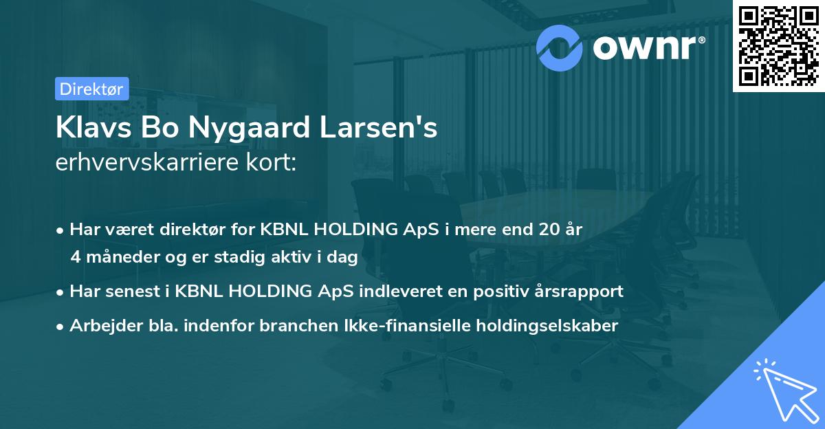 Klavs Bo Nygaard Larsen's erhvervskarriere kort