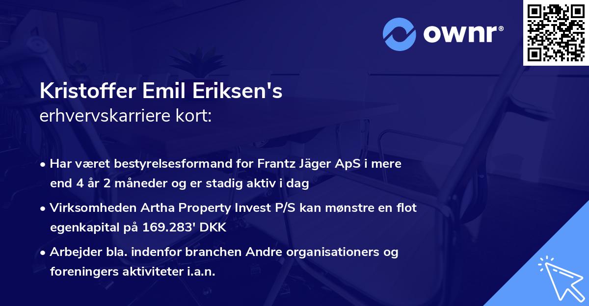 Kristoffer Emil Eriksen's erhvervskarriere kort