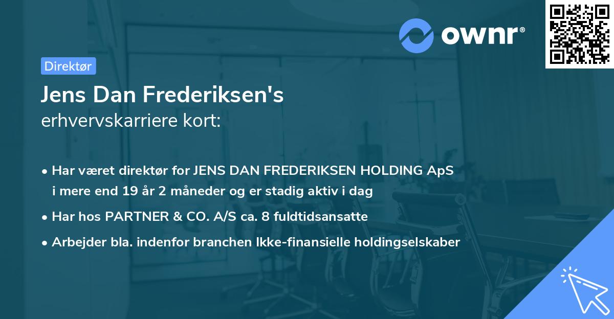Jens Dan Frederiksen's erhvervskarriere kort