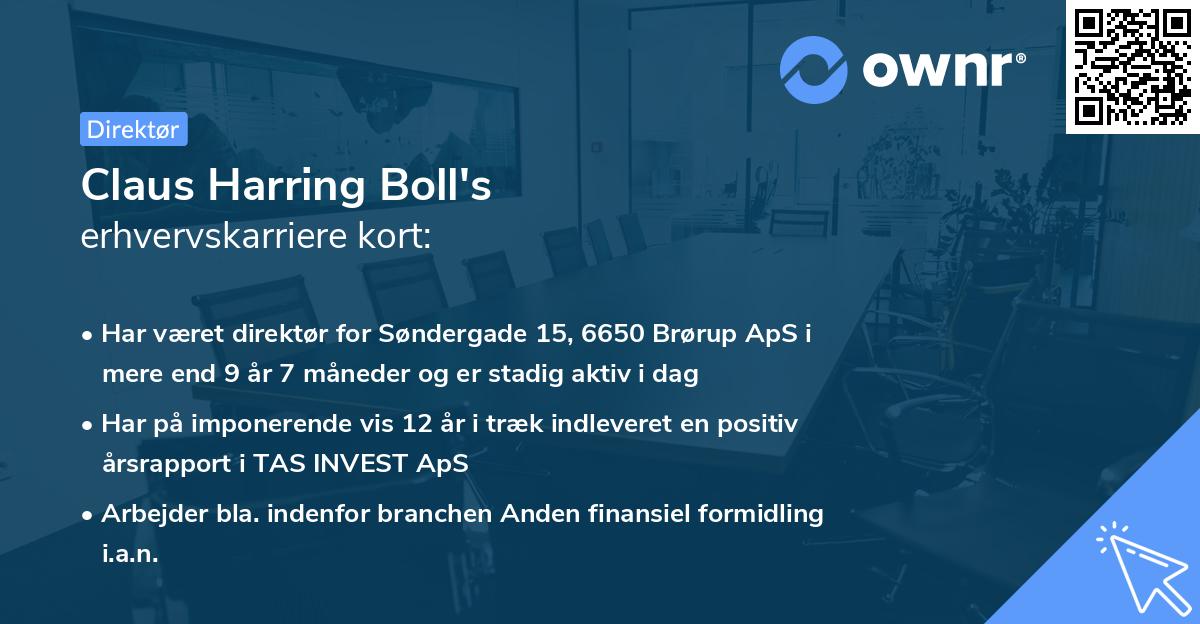 Claus Harring Boll's erhvervskarriere kort