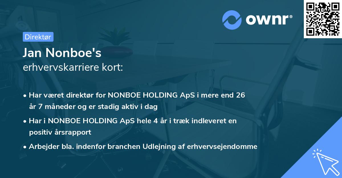 Jan Nonboe's erhvervskarriere kort