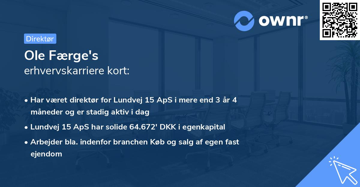 Ole Færge's erhvervskarriere kort