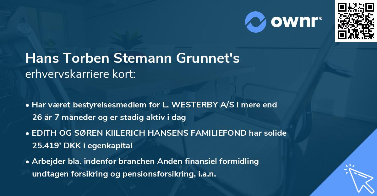 Hans Torben Stemann Grunnet's erhvervskarriere kort